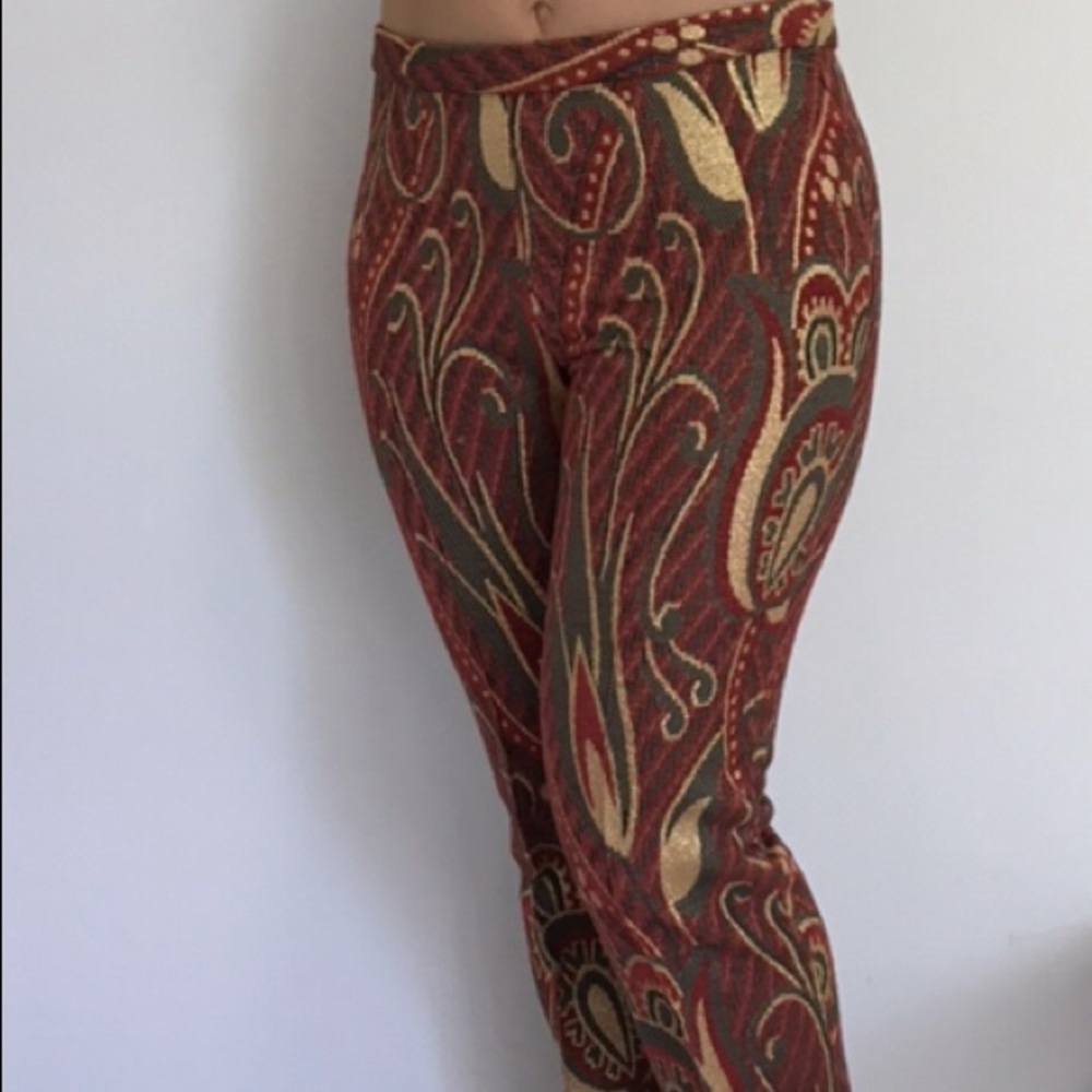 Ruffian printed silk pants brocade made in USA
